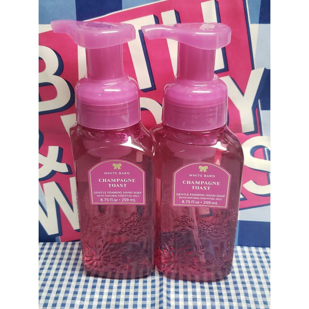 BBW Champagne Toast Snowflake Holiday Holder Gentle Foaming Hand Soap 2 Pack